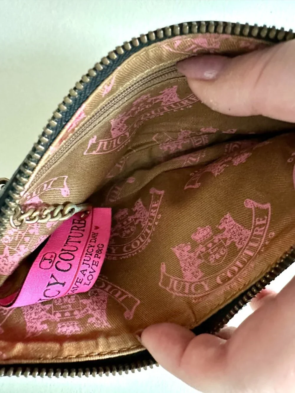 Vintage Y2K Juicy Couture Black Leather Heart Lock Baguette Bag